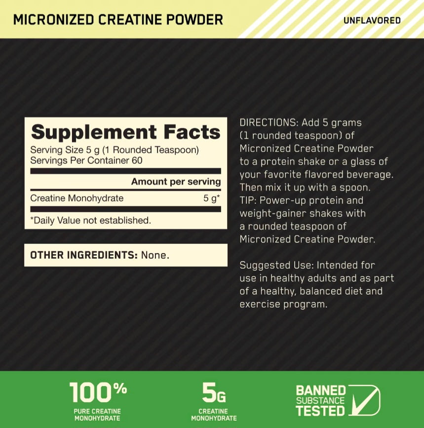 Optimum Nutrion- Creatina Monohidratada(60 Serv)
